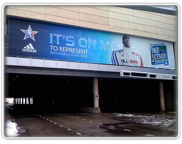 super bowl advertising signage installation